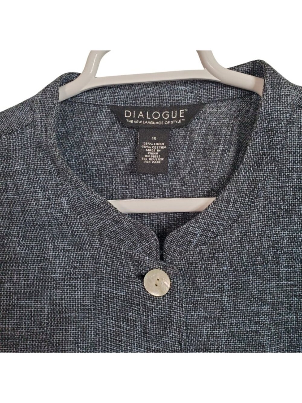 Dialogue Size 1X Set Top Pants Linen Cotton Outfit Button Jacket Striped Pull On - Picture 9 of 12